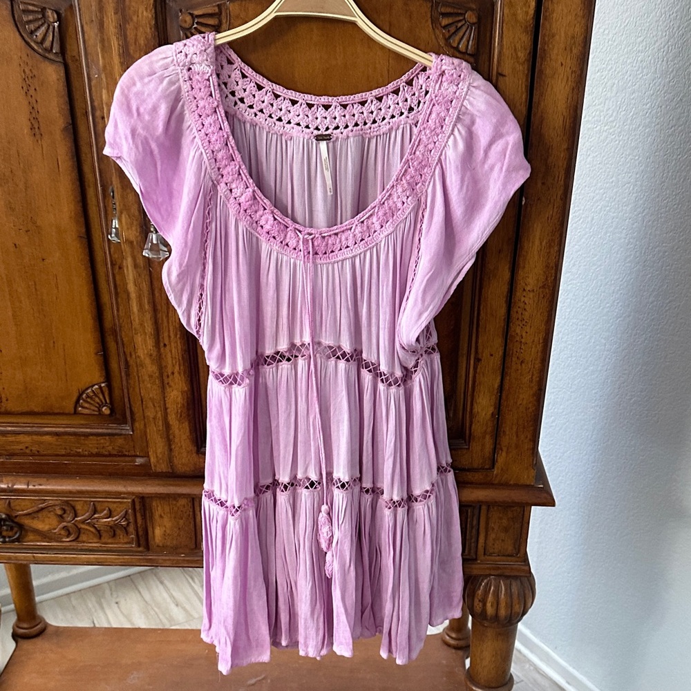 Free People Lilac Crochet Mini Dress